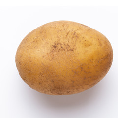 Potatoes isolated on white background. Flat lay. Top view.