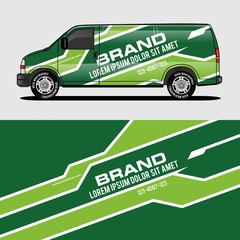 car livery green van wrap design wrapping sticker and decal design for corporate company branding vector