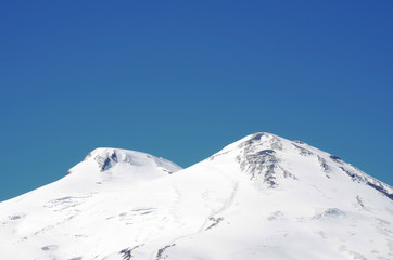 Mountains with peaks covered with snow, Elbrus and the Caucasus