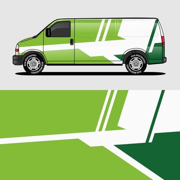 car livery green van wrap design wrapping sticker and decal design for corporate company branding vector
