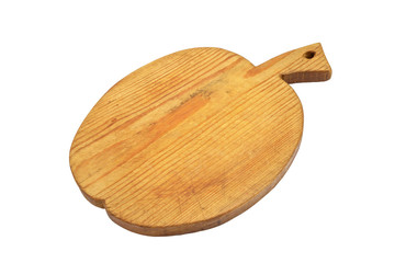 Wooden cutting board isolated on white background