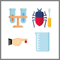 4 toxic icon. Vector illustration toxic set. flask and bug icons for toxic works