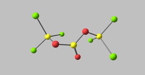 Triphosgene molecular structure isolated on grey