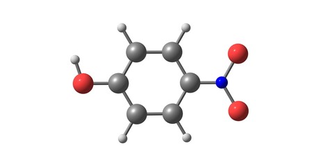 4-Nitrophenol molecular structure isolated on white