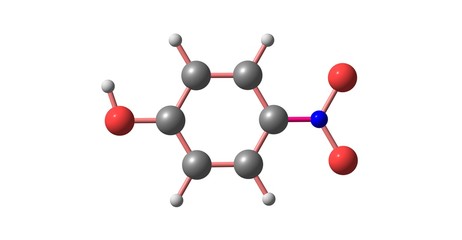 4-Nitrophenol molecular structure isolated on white