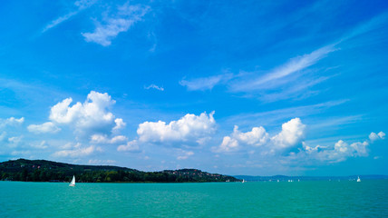 clear skies over Tihany at the lake Balaton in Hungary. A beautiful relaxing holiday destination.
