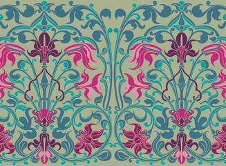 wedding card design, paisley floral pattern , India	