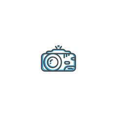 Digital camera icon design. Photography and video icon line vector illustration
