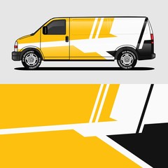 car livery yellow van wrap design wrapping sticker and decal design for corporate company branding vector