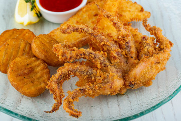 Kalmar in breadcrumbs with sweet sauce © maleficenta