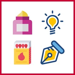 4 ball icon. Vector illustration ball set. pen and idea icons for ball works