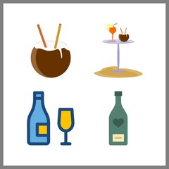 4 alcoholic icon. Vector illustration alcoholic set. wine bottle and cocktail icons for alcoholic works