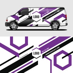 car livery purple van wrap design wrapping sticker and decal design for corporate company branding vector