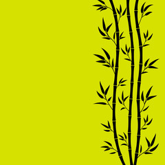 Bamboo branches isolated on green background. vector