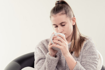 a sick girl with the cold