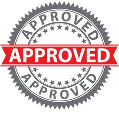 Approved stamp, certified badge, vector illustration
