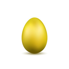 Easter egg 3D icon. Yellow color egg, isolated white background. Bright realistic design, decoration for Happy Easter celebration. Holiday element. Shiny pattern. Spring symbol. Vector illustration