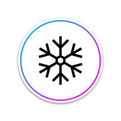 Snowflake icon isolated on white background. Circle white button. Vector Illustration