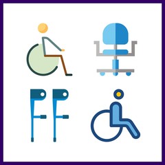 4 handicap icon. Vector illustration handicap set. disable and wheel chair icons for handicap works