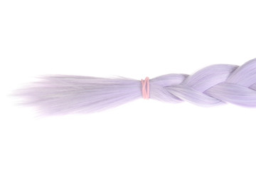 closeup mauve color hair ponytail isolated