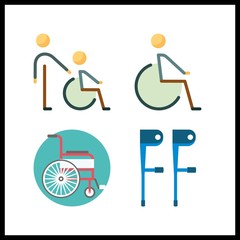 4 handicap icon. Vector illustration handicap set. wheelchair and disabled icons for handicap works