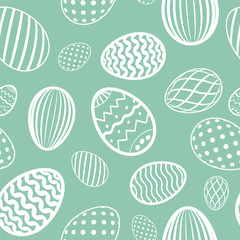 Easter egg seamless pattern. Pastel color, holiday eggs texture. Simple abstract decorative template for Happy Easter celebration. Stylized cute ornament wallpaper, card, fabric. Vector illustration