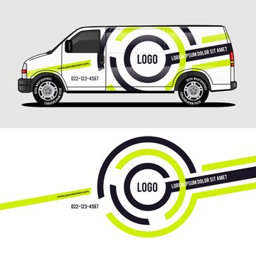 car livery lime green van wrap design wrapping sticker and decal design for corporate company branding vector