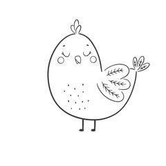 Cute cartoon chicken. Vector illustration.