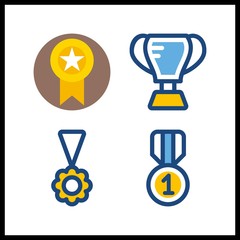 4 first icon. Vector illustration first set. medal and trophy icons for first works
