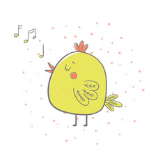 Cute cartoon chicken. Vector illustration.