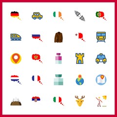 25 europe icon. Vector illustration europe set. train and montenegro icons for europe works