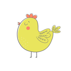 Cute cartoon chicken. Vector illustration.