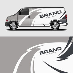 car livery grey van wrap design wrapping sticker and decal design for corporate company branding vector © nianurul