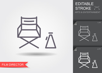 Cinema director chair. Line icon with editable stroke