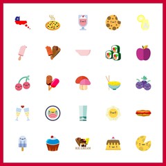 25 delicious icon. Vector illustration delicious set. popsicle and hot dog icons for delicious works