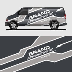 car livery grey van wrap design wrapping sticker and decal design for corporate company branding vector © nianurul