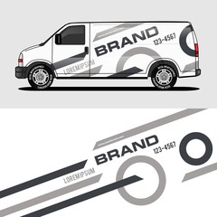 car livery grey van wrap design wrapping sticker and decal design for corporate company branding vector © nianurul