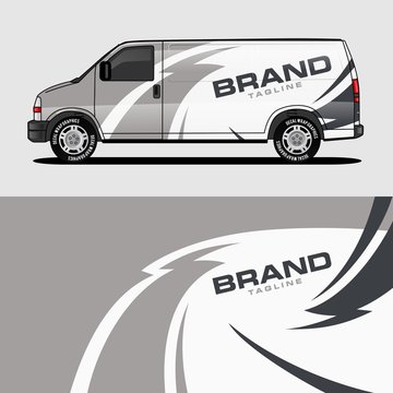car livery grey van wrap design wrapping sticker and decal design for corporate company branding vector