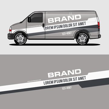 car livery grey van wrap design wrapping sticker and decal design for corporate company branding vector