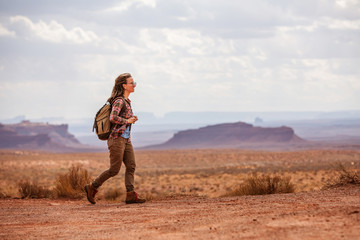 Hiker in Valley of Gods, USA