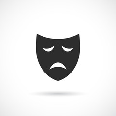 Sad tragedy mask vector icon
