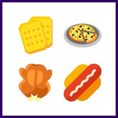 4 snack icon. Vector illustration snack set. hot dog and cookie icons for snack works