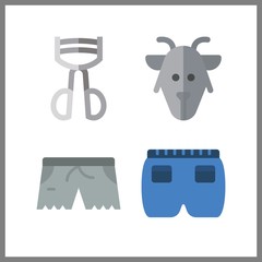 4 face icon. Vector illustration face set. goat and short icons for face works