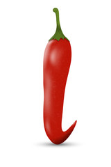 Realistic red chilli pepper isolated on white background. Vector illustration.