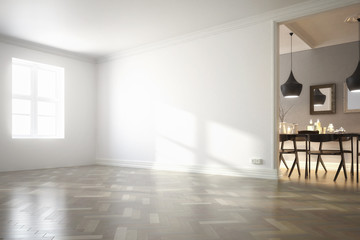 Fototapeta na wymiar Interior design: empty apartment (concept) - 3d visualization