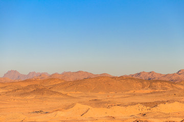 View of Arabian desert and mountain range Red Sea Hills in Egypt