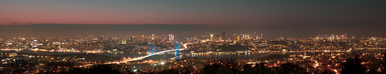 Fototapeta na wymiar istanbul bosphorus nigth panoramic view, Turkey.