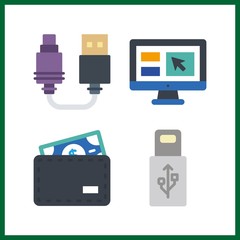 4 electronic icon. Vector illustration electronic set. wallet and online shopping icons for electronic works