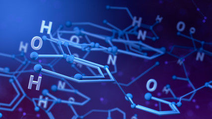 Fototapeta premium close up view of a chemical structure, concept of science and technology (3d render)
