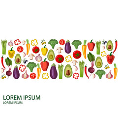 Vector vegetables icons set in cartoon style.